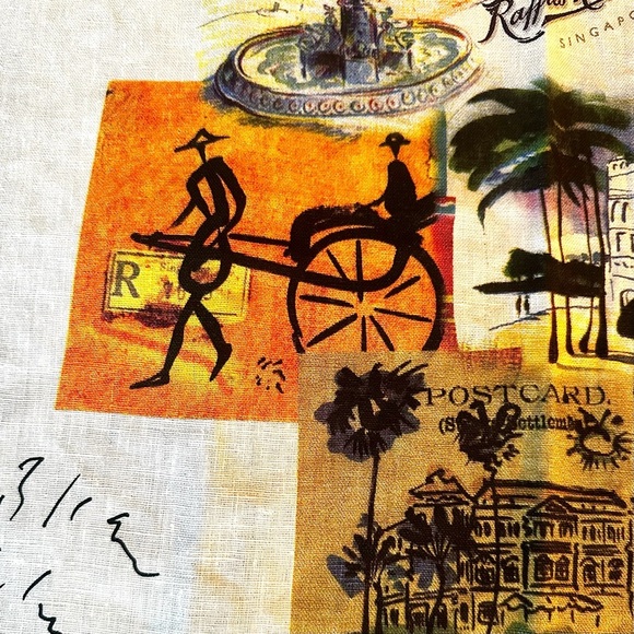 NWOT Linen tea towel Raffles Hotel Singapore David Cecil Holmes - Picture 3 of 12